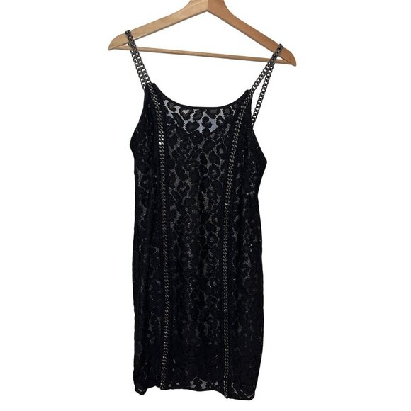 All saints Asha Dress Black Embellished Double Layered Sequin Chain Straps Size - Picture 2 of 9